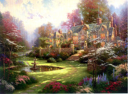 (image for) Handmade oil painting Copy paintings of famous artists Thomas Kinkade's painting, NO.104